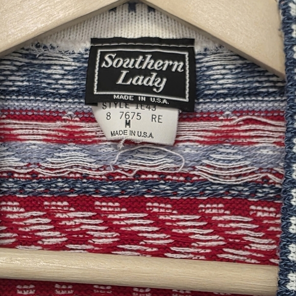 Vintage Fisherman Nostalgic Sweater Vest  Womens Size Med Patriotic Blue Red - Picture 3 of 5